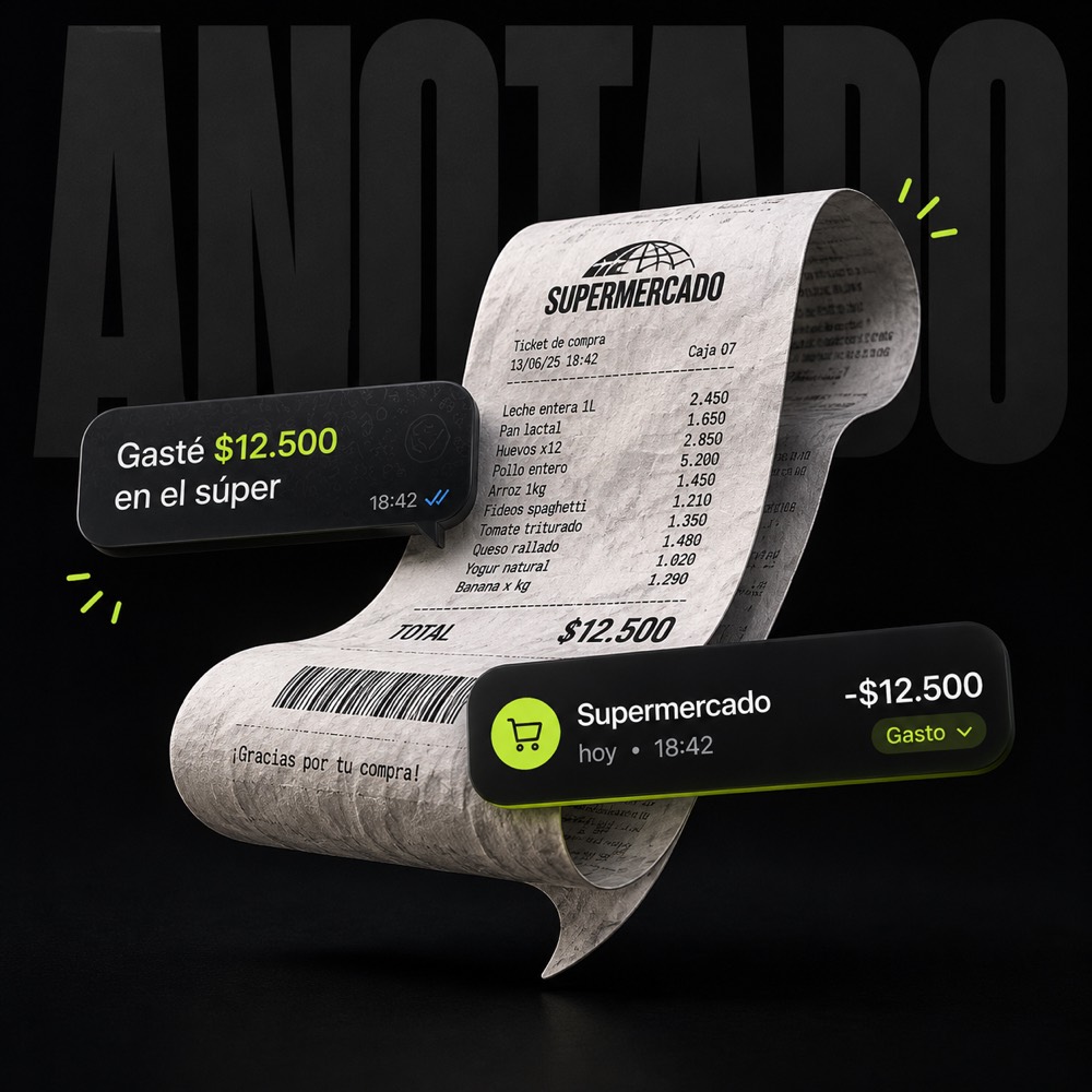 Ticket de supermercado convertido en un gasto registrado por Gasti
